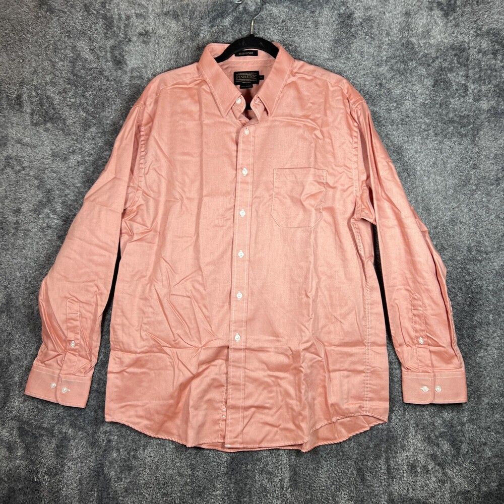 Pendleton Bridgeport Shirt Mens XL Pink Solid Twill Long Sleeve Button Up